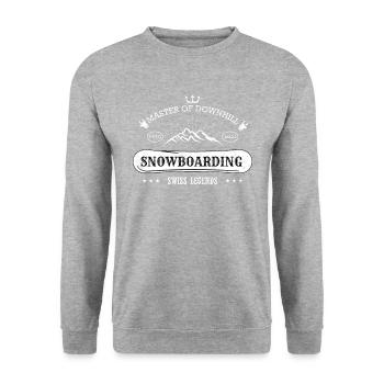 Snowboarding Downhill Austria Legends Vintage 2022 - Unisex Pullover - Weißgrau meliert - Vorne - Alina (178cm) & Michal (187cm)