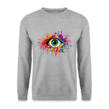 Colorful Artist Eye - Unisex Pullover - Weißgrau meliert - Vorne - Alina (178cm) & Michal (187cm)
