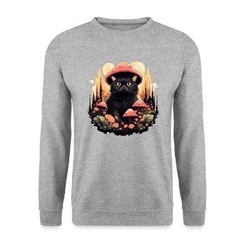 Cat Cottagecore Champignons champignons - Sweat-shirt Unisexe - gris chiné - Devant - Alina (178cm) & Michal (187cm)