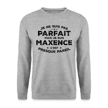 Maxence Un Prénom, Une Attitude L’Humour Maxence - Sweat-shirt Unisexe - gris chiné - Devant - Alina (178cm) & Michal (187cm)