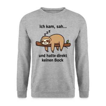 Sloth Gift Sloth Office Work Colleague - Unisex Sweatshirt - salt & pepper - Front - Alina (178cm) & Michal (187cm)