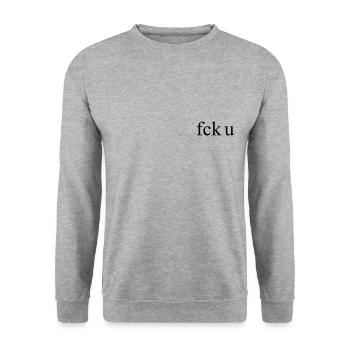 fck u - Unisex Pullover - Weißgrau meliert - Vorne - Alina (178cm) & Michal (187cm)