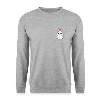 Süßer kleiner Hase, was für ein süßer Hase! - Unisex Pullover - Weißgrau meliert - Vorne - Alina (178cm) & Michal (187cm)