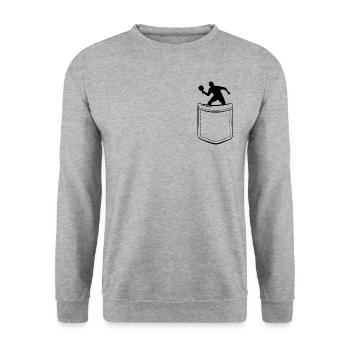 Tennis de table dans votre poche - poche poitrine - Sweat-shirt Unisexe - gris chiné - Devant - Alina (178cm) & Michal (187cm)
