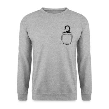 My Scorpion in the Pocket - Breast Pocket - Unisex Sweatshirt - salt & pepper - Front - Alina (178cm) & Michal (187cm)