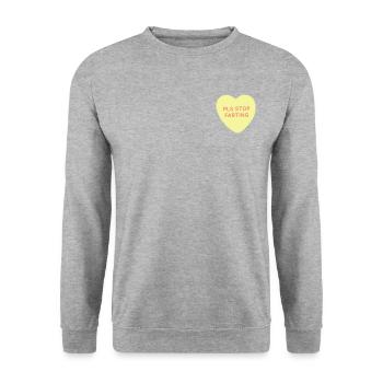 Bitte hört auf, Love Heart zu furzen - Unisex Pullover - Weißgrau meliert - Vorne - Alina (178cm) & Michal (187cm)