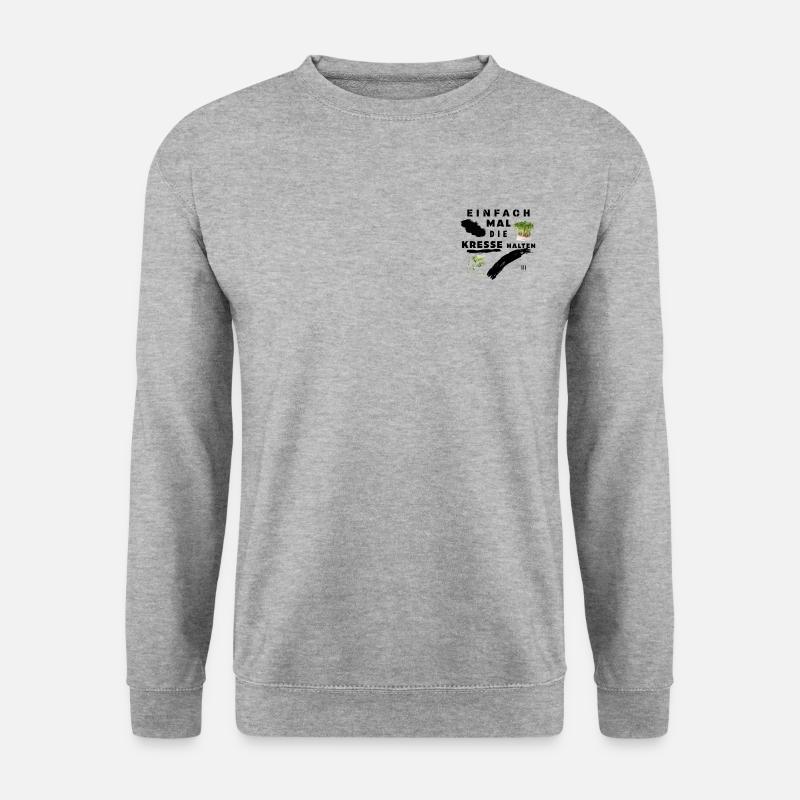 Einfach mal die Kresse halten!!! - Unisex Pullover - Weißgrau meliert