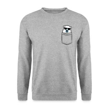 My Polar Bear in Pocket - Chest Pocket - Unisex Sweatshirt - salt & pepper - Front - Alina (178cm) & Michal (187cm)