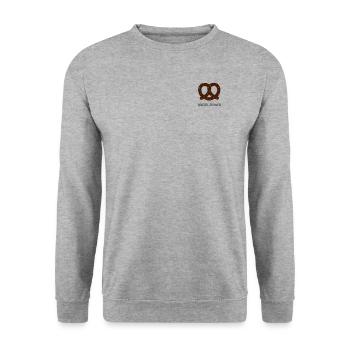 Brezel Power - Unisex Pullover - Weißgrau meliert - Vorne - Alina (178cm) & Michal (187cm)