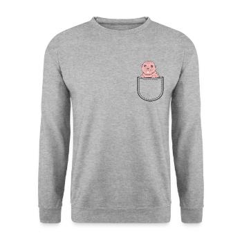 Nude mole in chest pocket | Ugly Rat Rodents - Unisex Sweatshirt - salt & pepper - Front - Alina (178cm) & Michal (187cm)