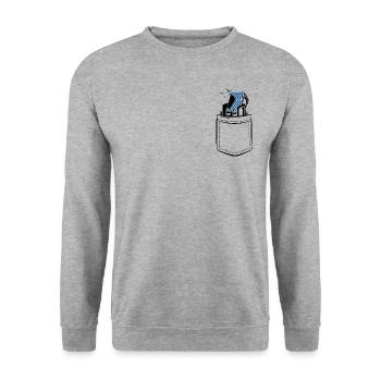 My beach chair in my pocket - breast pocket - Unisex Sweatshirt - salt & pepper - Front - Alina (178cm) & Michal (187cm)