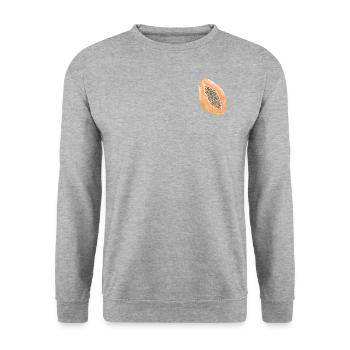 PAPAYA FRUCHT - Unisex Pullover - Weißgrau meliert - Vorne - Alina (178cm) & Michal (187cm)