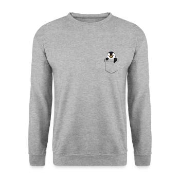 Penguin Pinguin Tasche - Unisex Pullover - Weißgrau meliert - Vorne - Alina (178cm) & Michal (187cm)