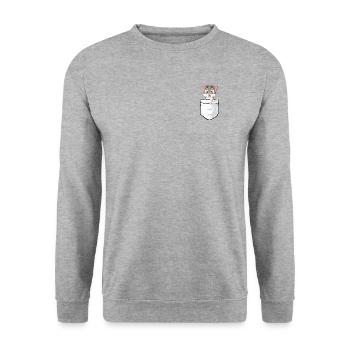 Mignon chatte poche poitrine - Sweat-shirt Unisexe - gris chiné - Devant - Alina (178cm) & Michal (187cm)