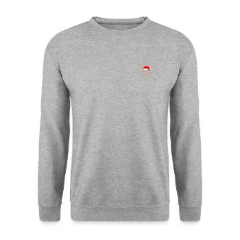 Oh Deer Hirsch lustiges Weihnachtsgeschenk, Hirsch - Unisex Pullover - Weißgrau meliert - Vorne - Alina (178cm) & Michal (187cm)