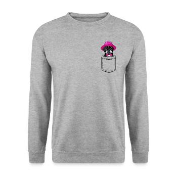 My Frenchie in your pocket - chest pocket - Unisex Sweatshirt - salt & pepper - Front - Alina (178cm) & Michal (187cm)