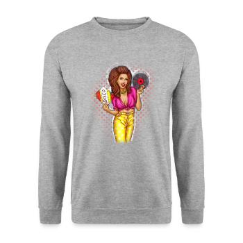 Pin up fille. Musique. idée cadeau - Sweat-shirt Unisexe - gris chiné - Devant - Alina (178cm) & Michal (187cm)
