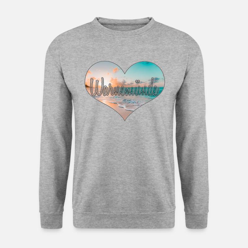 Warnemünde Herz | Yolo-Artwork - Unisex Pullover - Weißgrau meliert