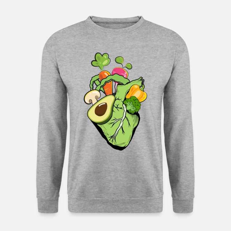 Veganes Herz - Unisex Pullover - Weißgrau meliert