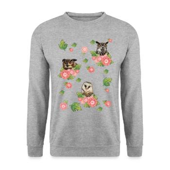 Owl and owls - Unisex Sweatshirt - salt & pepper - Front - Alina (178cm) & Michal (187cm)