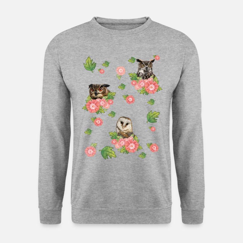 Eule und Eulen - Unisex Pullover - Weißgrau meliert