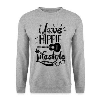 Ich Liebe Den Hippie Lifestyle Bewegung Hippies - Unisex Pullover - Weißgrau meliert - Vorne - Alina (178cm) & Michal (187cm)