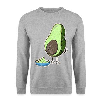 Vegan Vegetarian Avocado Sauce Dip I Gift - Unisex Sweatshirt - salt & pepper - Front - Alina (178cm) & Michal (187cm)