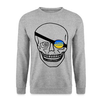 Slava ukraini - Unisex Pullover - Weißgrau meliert - Vorne - Alina (178cm) & Michal (187cm)