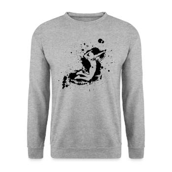Volleyball Spike Man Schwarz - Unisex Pullover - Weißgrau meliert - Vorne - Alina (178cm) & Michal (187cm)