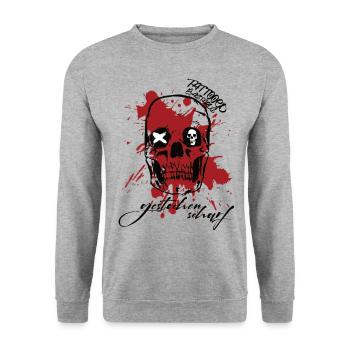 tattooed Bastards gestochen scharf tattoo - Unisex Pullover - Weißgrau meliert - Vorne - Alina (178cm) & Michal (187cm)