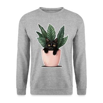 Cat Pot - Unisex Pullover - Weißgrau meliert - Vorne - Alina (178cm) & Michal (187cm)