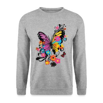Butterfly Colorful Colorful Beautiful Art Nature - Unisex Sweatshirt - salt & pepper - Front - Alina (178cm) & Michal (187cm)