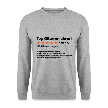 Abschiedsgeschenk Gitarrenlehrer zum Abschied - Unisex Pullover - Weißgrau meliert - Vorne - Alina (178cm) & Michal (187cm)