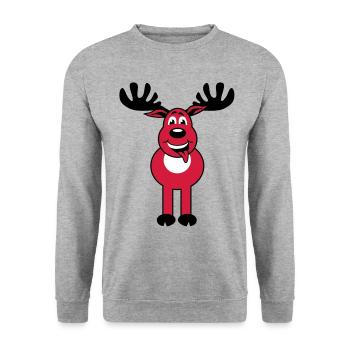 Deer Rudolph 3c Funny cartoon character - Unisex Sweatshirt - salt & pepper - Front - Alina (178cm) & Michal (187cm)