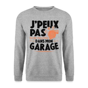 Je Peux Pas J'ai Des Trucs À Faire Dans Mon Garage - Sweat-shirt Unisexe - gris chiné - Devant - Alina (178cm) & Michal (187cm)