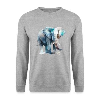 Watercolor Huge elephant - Unisex Sweatshirt - salt & pepper - Front - Alina (178cm) & Michal (187cm)