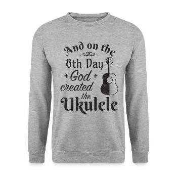 Et le 8ème jour, Dieu a créé le ukulélé - Sweat-shirt Unisexe - gris chiné - Devant - Alina (178cm) & Michal (187cm)