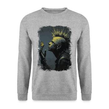 Punk rocker watches butterfly - Unisex Sweatshirt - salt & pepper - Front - Alina (178cm) & Michal (187cm)