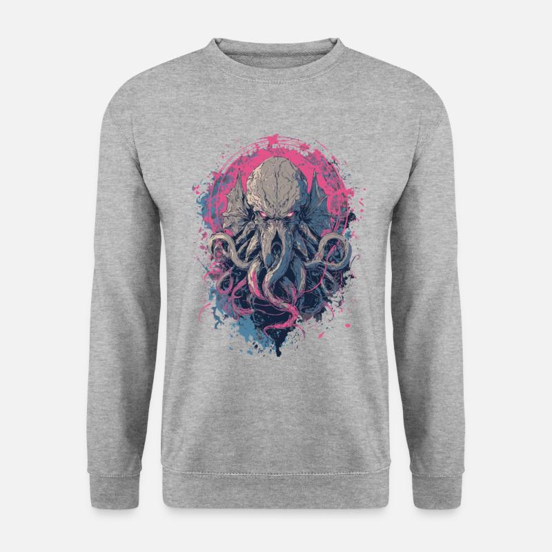 Cthulhu Horror - Unisex Pullover - Weißgrau meliert