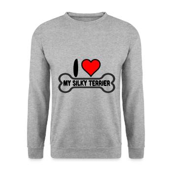 Australian Silky Terrier Mom I Love my Sayings - Unisex Sweatshirt - salt & pepper - Front - Alina (178cm) & Michal (187cm)
