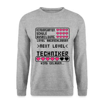 angehende Techniker vor Ausbildung Beginn Start - Unisex Pullover - Weißgrau meliert - Vorne - Alina (178cm) & Michal (187cm)