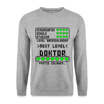 Doktor Dr. Bestandenen Arztprüfung Doktorprüfung - Unisex Pullover - Weißgrau meliert - Vorne - Alina (178cm) & Michal (187cm)