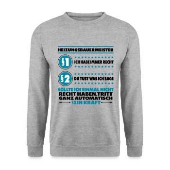 Heizungsbauermeister Heizungsbauer Meister - Unisex Pullover - Weißgrau meliert - Vorne - Alina (178cm) & Michal (187cm)
