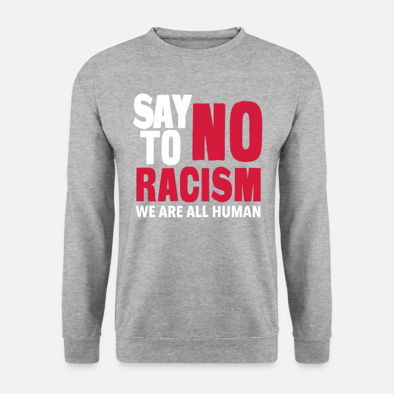 Say No To Racism - We are all Human - Unisex Pullover - Weißgrau meliert