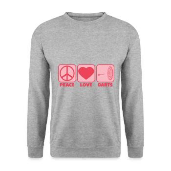 Dart Girl Mädchen Sprüche Lustige Pink Peace Love - Unisex Pullover - Weißgrau meliert - Vorne - Alina (178cm) & Michal (187cm)
