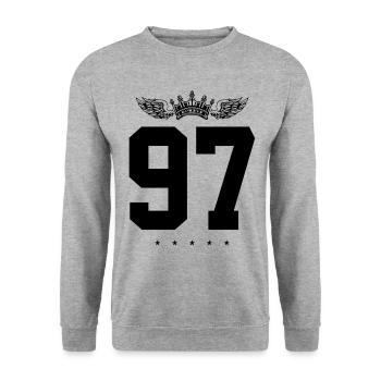 97 Number crown - Unisex Sweatshirt - salt & pepper - Front - Alina (178cm) & Michal (187cm)