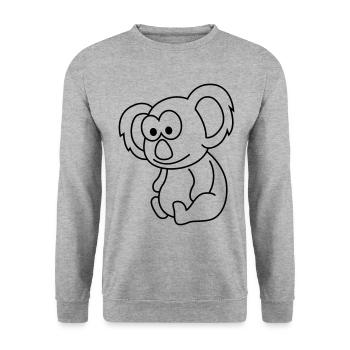 Koala Comic Tier - Unisex Pullover - Weißgrau meliert - Vorne - Alina (178cm) & Michal (187cm)