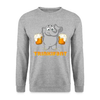 Trinkifant - Unisex Pullover - Weißgrau meliert - Vorne - Alina (178cm) & Michal (187cm)