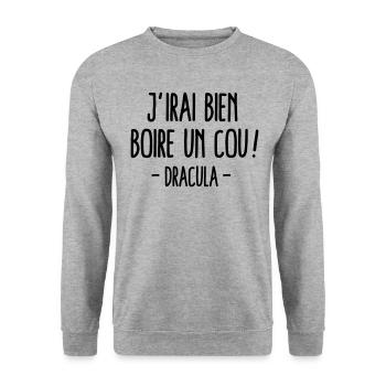 Halloween Dracula humour vampire - Sweat-shirt Unisexe - gris chiné - Devant - Alina (178cm) & Michal (187cm)