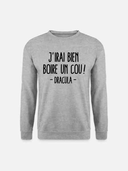 Halloween Dracula humour vampire - Sweat-shirt Unisexe - gris chiné